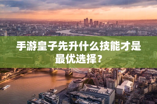 手游皇子先升什么技能才是最优选择？