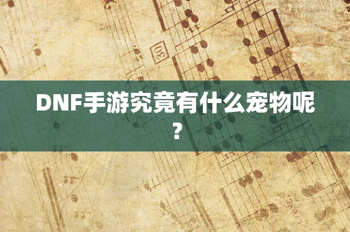 DNF手游究竟有什么宠物呢？