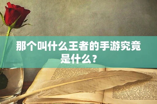 那个叫什么王者的手游究竟是什么？